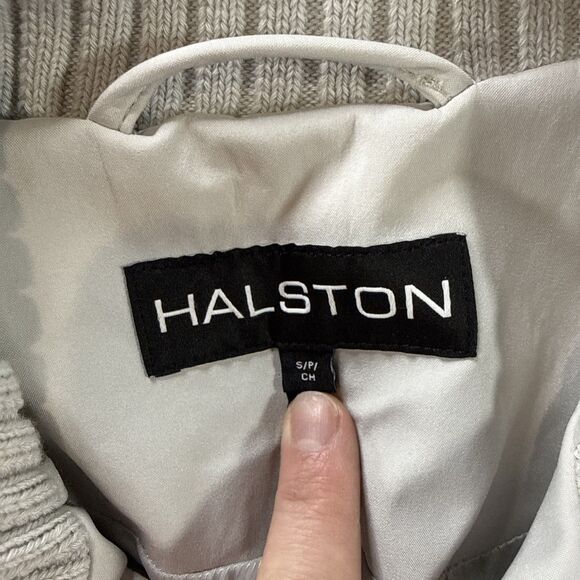 Halston Women's Belted Trench Coat,  Gray Off White Small NWT - Picture 3 of 8